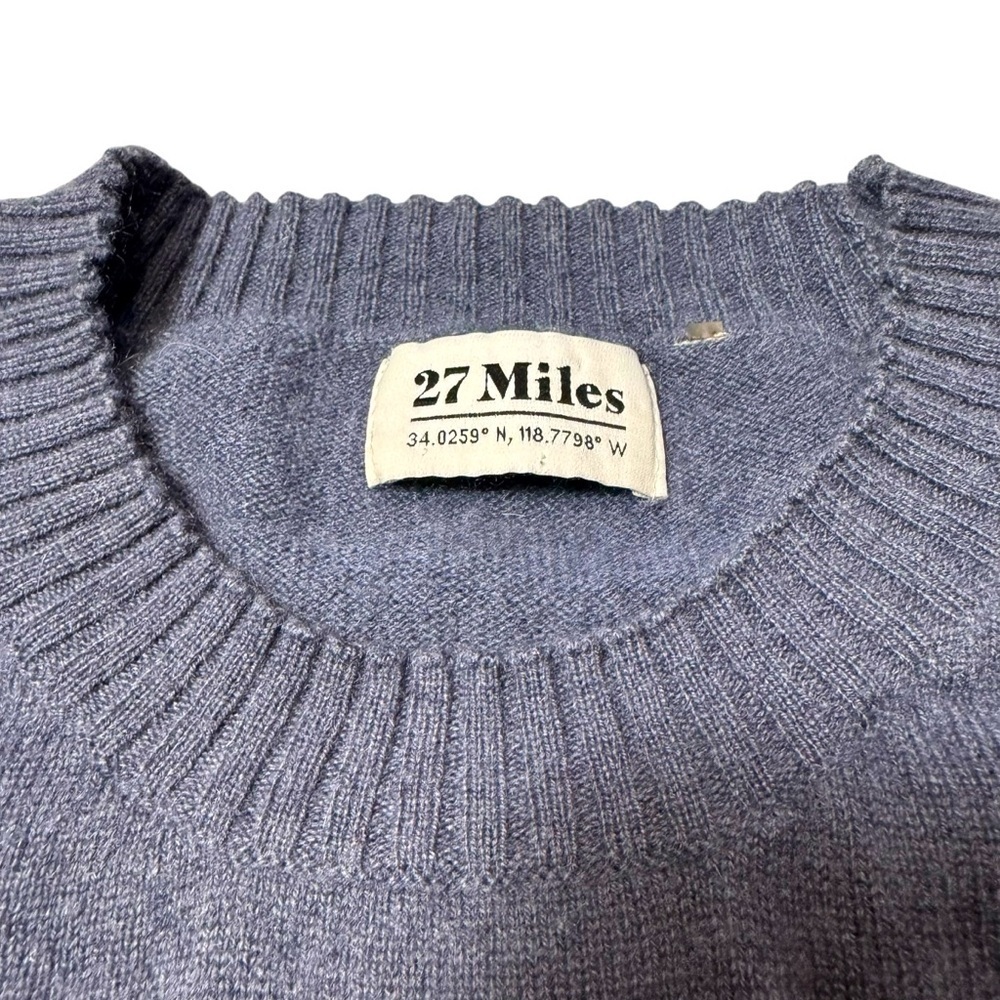 27 Miles Cashmere Puff Sleeve Star Front Grey Blue Sweater Size M - Picture 6 of 7